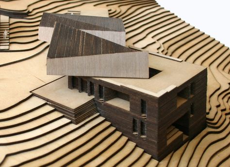 Elisabeth and Helmut Uhl Foundation / Modostudio Lasercut Model Architecture, Architecture Topography Model, Contour Model Architecture, Contour Building, Scale Model Architecture, Architectural Scale, Model Architecture, Architecture Models, Pavilion Architecture