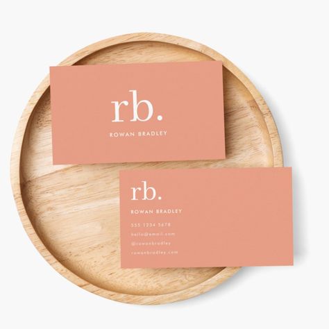 Peach Business Cards, Large Typography, Earthy Minimalist, Feminine Minimalist, Cute Business Cards, Peach Background, Hairstylist Business Cards, Business Card Design Inspiration, Minimalist Business Cards