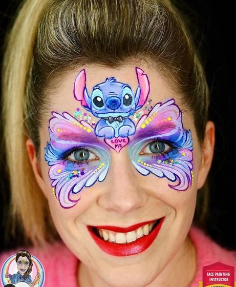 Disney Face Paint, Stitch Face Paint, Disney Face Painting, Face Paint Stencils, Paint Reference, Face Painting Supplies, Fairy Face Paint, Face Painting Tips, Professional Face Paint