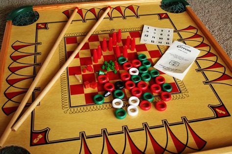 Large Vintage Double Sided Carrom Game Board with Game Pieces, Cue Sticks, Original Box and Rules Booket - Model 100 60s Childhood, Teenage Memories, Vintage Board Game, Old Board Games, Gambling Machines, Vintage Board Games, Gambling Tattoo, Grandma's House, Gambling Party