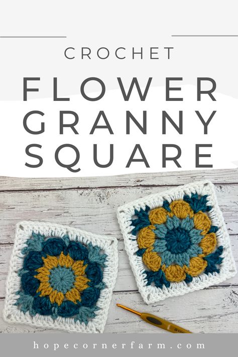 Simple Granny Square Pattern and Tutorial - Hope Corner Farm Simple Granny Square Pattern, Simple Granny Square, Granny Square Blanket Tutorial, Crochet Cluster Stitch, Granny Square Tutorial, Crochet Squares Afghan, Flower Granny Square, Granny Square Pattern, Granny Square Blanket