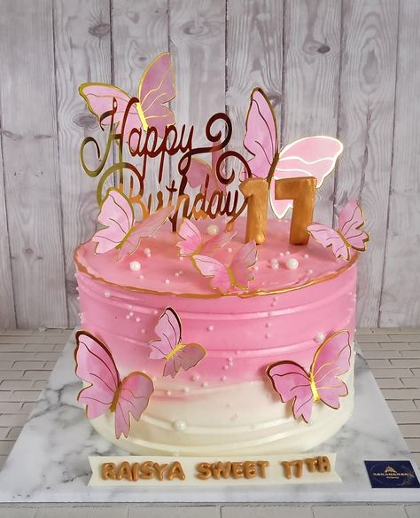 Cake Designs Birthday Butterfly, Cake Kupu Kupu, Butterfly Cake Design, Butterfly Theme Cake, Cake Bday, New Cake Design, Cake Designs For Kids, 15th Birthday Cakes, Butterfly Birthday Cakes