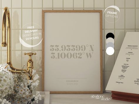 Custom Minimalist Coordinates Print Neutral Wall Art Where We Met Girlfriend 1st Anniversary Gifts Personalised Location Prints Gift For Him Presents For Your Boyfriend, 1st Anniversary Gifts, Neutral Walls, Personalised Prints, 1st Anniversary, Neutral Wall Art, Sentimental Gifts, Wedding Locations, Print Gifts