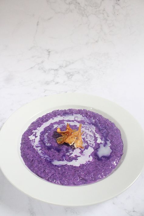 Ube Champorado – AMCARMEN'S KITCHEN Ube Champorado, Ube Jam, Ube Ice Cream, Rice Porridge, Individual Servings, Glutinous Rice, Salted Chocolate, Rice Pudding, Dessert Options