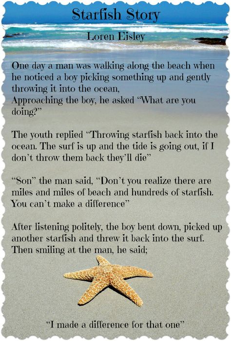 Starfish Story Printable, Starfish Poem, Starfish Story, Hooked On Phonics, Happy Holidays Greetings, Printable Border, Printable Graph Paper, You Make A Difference, Smile Smile