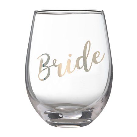 Lillian Rose Gold Bride Stemless Wine Glass Bride Wine Glass, Rose Gold Bride, Lillian Rose, Gold Writing, Wedding Glasses, Highball Glass, Old Fashioned Glass, Wine Glass Set, Bachelorette Party Gifts