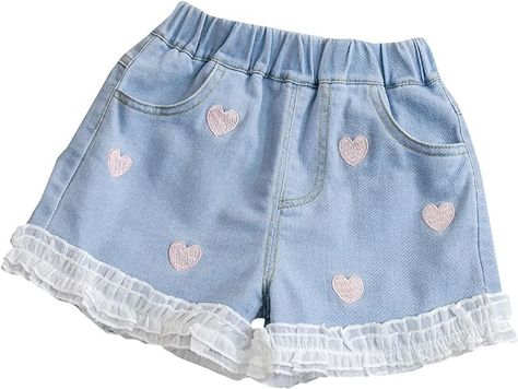 Amazon.com: Kids Little Girls Embroidered Elastic Waist Shorts Love Flower Pants Girl's Shorts Embroidered Beach Sports: Clothing, Shoes & Jewelry Flower Pants, Girls Denim Shorts, Elastic Shorts, Beach Sports, Shorts Summer, Sports Clothing, Elastic Waist Shorts, Girls Denim, Kids Shorts