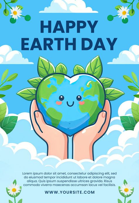 Happy Earth Day Poster, Earth Day Poster, Earth Day Posters, Easter Poster, Technology Posters, World Earth Day, Poster Template Design, Nature Background Images, Happy Earth Day