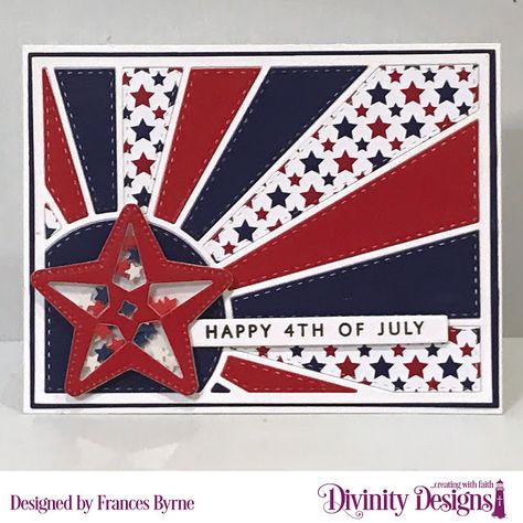 4th Of July Cards, Sunburst Cards, Independence Day Card, American Card, 4th July Crafts, Card Making Templates, Star Cards, July Crafts, Happy 4th Of July