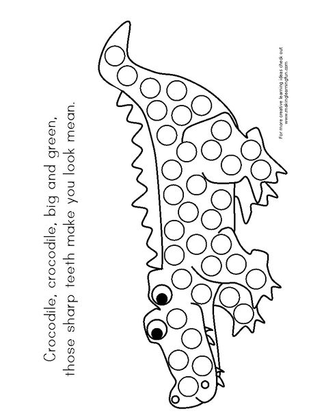 http://www.makinglearningfun.com/Activities/DoaDoMiniMarker/DoaDotMini-Crocodile.gif Dinosaur Crafts Preschool, Dot Marker Printables, Dot Marker Activities, Dinosaurs Preschool, Dinosaur Printables, Fine Motor Activities For Kids, Preschool Colors, Dinosaur Activities, Dinosaur Crafts