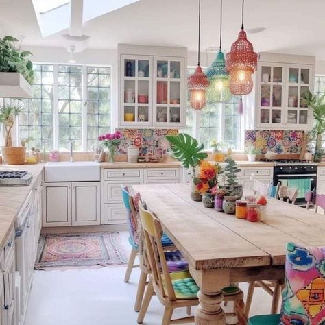 Bohemian Kitchen, Boho Kitchen, Dream House Interior, Dream House Decor, Kitchen Colors, Home N Decor, Dream Home Design, Home Fashion, Home Decor Kitchen