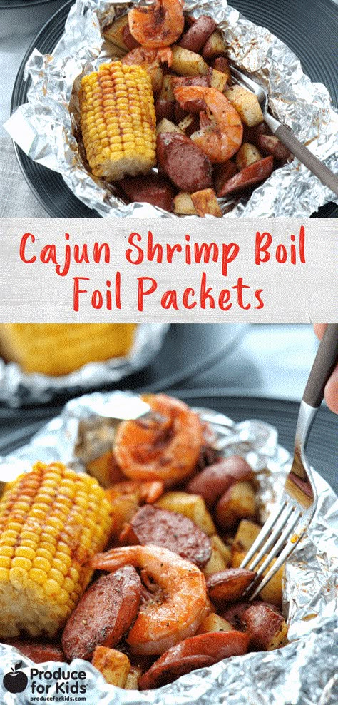 Shrimp Sausage Potatoes, Shrimp Boil Foil Packets, Shrimp Boil Foil Packs, Cajun Shrimp Boil, Shrimp Boil Foil, Boil Recipes, Seafood Boil Party, Cajun Shrimp Recipes, Grilled Recipes