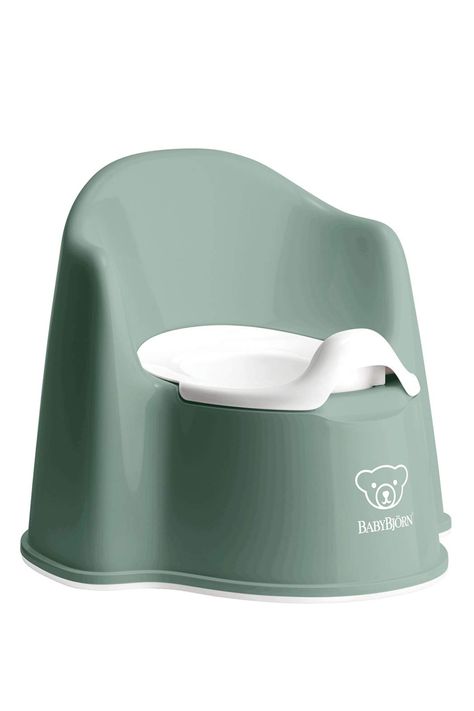 Discover the BabyBjorn Potty Chair - Designed for a Stress-Free Potty Training Experience Potty Chair, Potty Training, Sit Back, Deep Green, On The Floor, Chair Design, The Floor, Train, Flooring