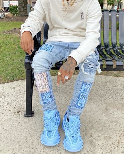 Custom Jeans, Drip Outfit Men, Diy Clothes Design, Dope Fits, Street Style Outfits Men, Tomboy Outfits, Mens Fashion Streetwear, Streetwear Men Outfits, Streetwear Outfit