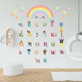 Colours Name For Kids, Ceiling Door, Wall Stickers Nursery, Kids Wall Stickers, Learn Alphabet, Rainbow Alphabet, Stylish Quote, Infant Classroom