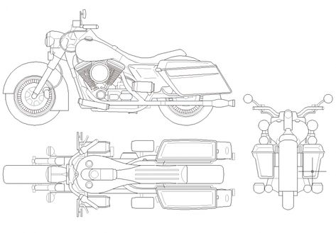 Harley Davidson bike plan,elevation and rear view dwg file Cars Futuristic, Cycle Drawing, Blueprint Drawing, Plan Elevation, Moto Scrambler, Harley Davidson Softail, Classic Harley Davidson, Motorcycle Ride, Harley Davidson Bike