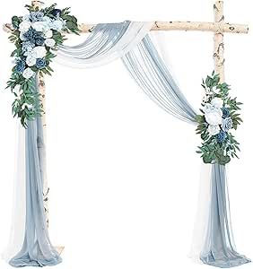 Blue Flower Arrangements, Flower Swag, Artificial Flowers Decor, Reception Backdrop, Digital Invitations Wedding, Views Video, Draping Fabric, Wedding Arch Flowers, Arch Flowers