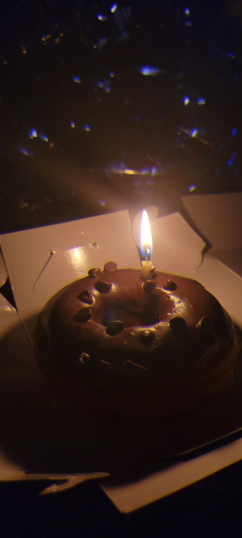 A candle on top of a donut Donut With Candle, Donut Candle, Donut Candles, Candle In The Dark, Birthday Surprises, Cupcake Candle, Birthday Donuts, Candle Night, Aesthetic Candles