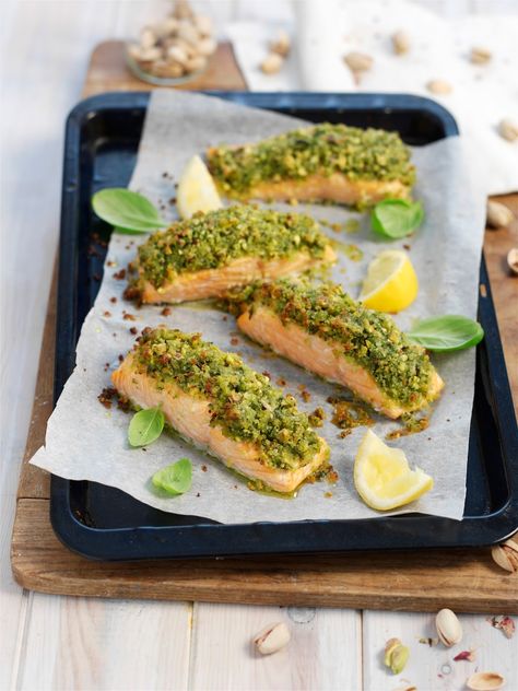 Salmon Terrine, Pistachio Crusted Salmon, Pesto Salmon, Crusted Salmon, Meal Prep Ideas, Basil Pesto, Crust Recipe, Salmon Fillets, Smoked Salmon