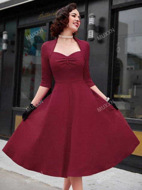 1950s Prom Dress Vintage Fashion, 1950s Prom, 1950s Prom Dress, 1950s Cocktail Dress, Monogram Hearts, Prom Midi Dress, Red Cocktail Dress, Prom Dresses Vintage, Dress Aesthetic