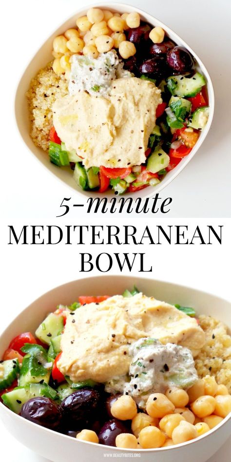 Lunch Mediterranean, Mediterranean Bowl, Mediterranean Recipe, Mediterranean Diet Recipes Dinners, Healthy Bowl, Healthy Bowls Recipes, Easy Mediterranean Diet Recipes, Clean Eating Recipes Lunch, Clean Eating Lunch