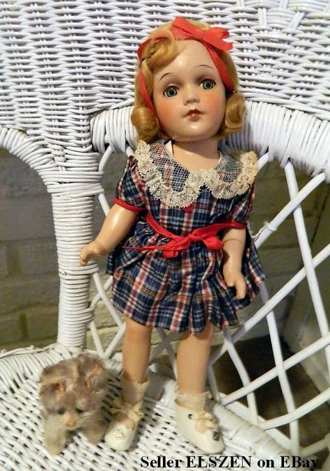 Such a cutie!  A 1930's Composition "Debuteen" doll by the Arranbee company!  All original! 1930s Dolls, Composition Dolls, Plastic Girl, Toddler Dolls, Vintage Suits, Antique Store, Vintage Paper Dolls, Old Dolls, Child Doll