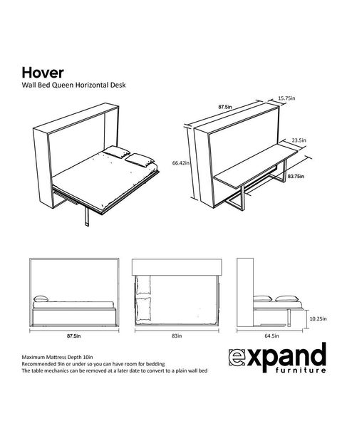 Horizontal Murphy Bed, Expand Furniture, Murphy Bed Ikea, Murphy Bed Desk, Murphy Wall Beds, Queen Murphy Bed, Modern Murphy Beds, Murphy Bed Diy, Murphy Bed Plans