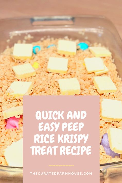 Quick and Easy Peep Rice Krispy Treat Recipe Rice Crispy Treats With Peeps, Peep Rice Krispie Treats Recipe, Peeps Rice Krispie Treats Recipe, Rice Krispy Treat Recipe, Easter Rice Crispy Treats, Peeps Rice Krispie Treats, Krispie Treats Christmas, Crispy Treats Recipe, Rice Krispie Treats Christmas