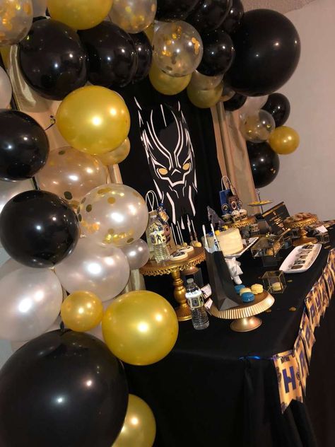 Black Panther Birthday Party Ideas, Baby Black Panther, Black Panther Birthday Party, Bt21 Halloween, Black Panther Birthday, Black Panther Costume, Black Panther Party, Baby Black, Golden Birthday