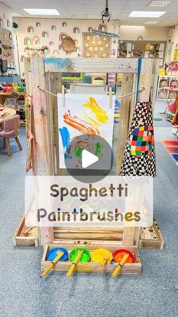 Eyfs Arts And Crafts, Enhanced Provision Eyfs, Art Area Preschool, Art Area Eyfs, Painting Area, Spring Nursery, Art Shelf, Eyfs Classroom, Toddler Painting