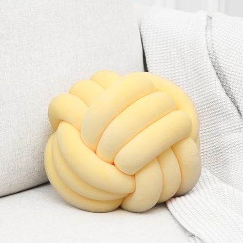 Pastel Yellow Room Decor, Cute Couch Pillows, Knot Aesthetic, Aesthetic Throw Pillows, Fruit Pillows, Yellow Room Decor, Yellow Stuff, Knot Pillows, Knot Cushion