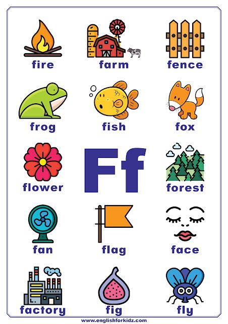 Printable Alphabet Posters for Every Letter Letter F Words And Pictures, F Words For Kids, Letter F Activity For Preschoolers, A Words For Preschool, Letter F For Preschoolers, Worksheet Letter F, F Coloring Pages, Letter F Worksheet, Letter Preschool