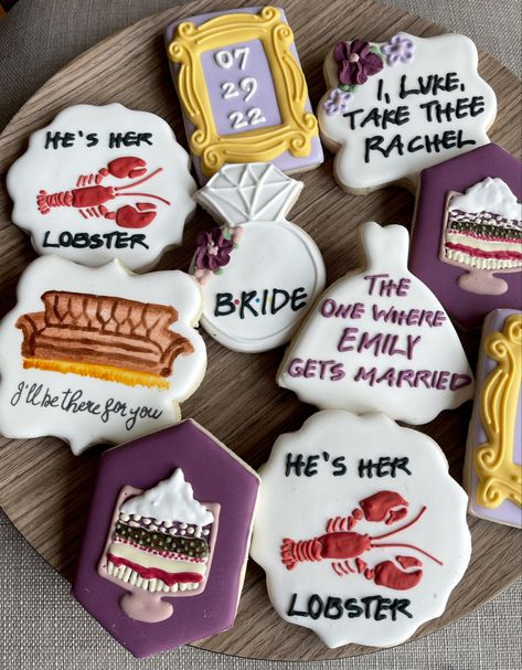 Friends Bridal Shower Cookies, Friends Themed Bridal Shower Cake, Friends Bachelorette Party Theme, Bridal Shower Friends Theme, Friends Themed Bridal Shower Ideas, Friends Theme Bachelorette Party, Friends Bridal Shower Theme, Friends Themed Bachelorette Party, Bachelorette Theme Ideas