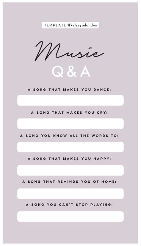 Music Challenge, Free Time Activities, Book Review Template, Instagram Story Questions, Bookstagram Inspiration, Fun Questions To Ask, Instagram Template Design, Bullet Journal Diy, Diary Ideas