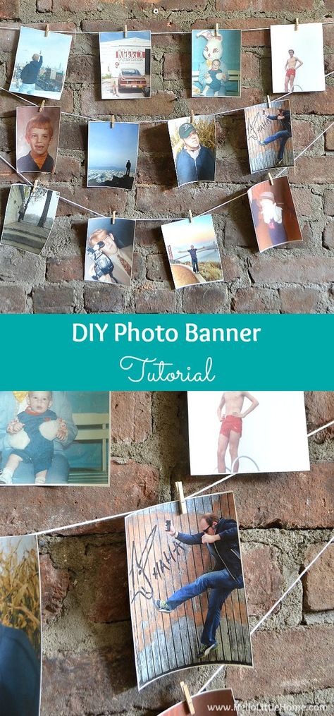 Add the perfect touch to any party with this DIY Photo Banner Tutorial! | Hello Little Home Photo Banner Ideas, Photo Banner Diy, Photo Garland Diy, Picmonkey Tutorial, Thrifty Wedding, Banner Tutorial, Diy Photo Display, How To Make Photo, Photo Garland