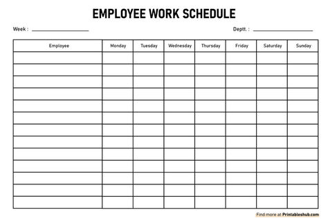 Blank Schedule Template, Weekly Work Schedule Template, Staff Schedule Template, Blank Weekly Schedule Printable Free, Weekly Work Schedule Template Employee, Task Organization, Work Schedule Template, Weekly Schedule Template Excel, Minimalist Template