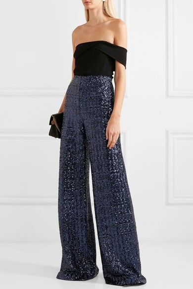 Roland mouret pants Sequins Pants Outfit, Vivi Fashion, Winter Party Outfit, Sequin Pants, Formal Pants, Stylish Pants, Roland Mouret, Women's Handbags, Celebrity Outfits