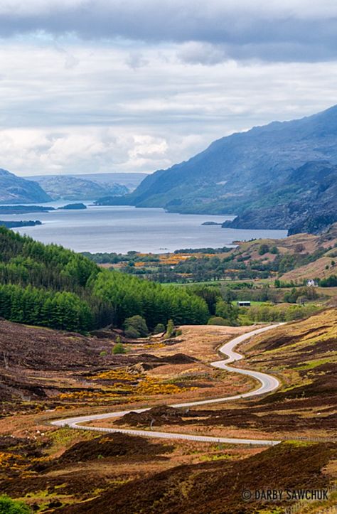 Road leading to Loch Maree (Scotland) North Coast 500, Beautiful Scotland, Scotland Highlands, Visit Scotland, Scottish Landscape, England And Scotland, Ireland Scotland, Isle Of Skye, Scotland Travel