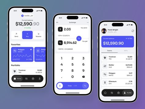 Crypto Wallet Mobile App by Ronas IT | UI/UX Team on Dribbble Business Card App, Fintech App, Trading App, Crypto Wallet, App Developer, Freelance Web Developer, Digital Business Card, Mobile App Ui, App Ui Design