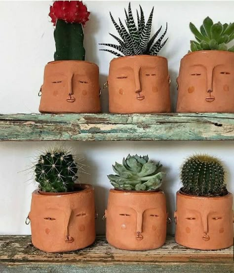 Koti Diy, Face Planters, Keramik Design, Plant Mom, Plant Lady, Diy Garden Decor, Clay Pottery, Clay Projects, Pottery Ideas