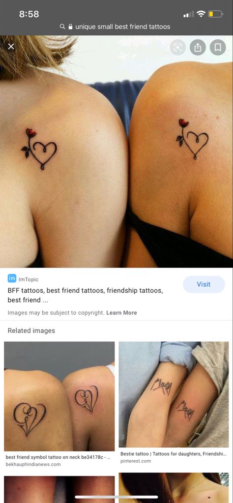 Sisters At Heart Tattoo, Small Best Friend Tattoos Heart, Friendship Heart Tattoos, Heart Best Friend Tattoos, Small Bestie Tattoos, Sister Heart Tattoos, Best Friend Symbols, Best Friend Symbol Tattoo, Small Friendship Tattoos