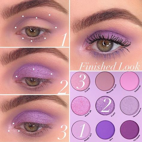 535 Likes, 13 Comments - @danial_barbier on Instagram: “@colourpopcosmetics Lilac You a lot Eyeshadow Palette  1️⃣Zoned Out- crease, transition area, &…” Inner Corner Highlight, Eyeshadow Inspiration, Shadow Tutorial, Summer Eyeshadow, Colourpop Eyeshadow, Purple Eye Makeup, Colourpop Makeup, Ocean Eyes, Makeup Tutorial Eyeshadow