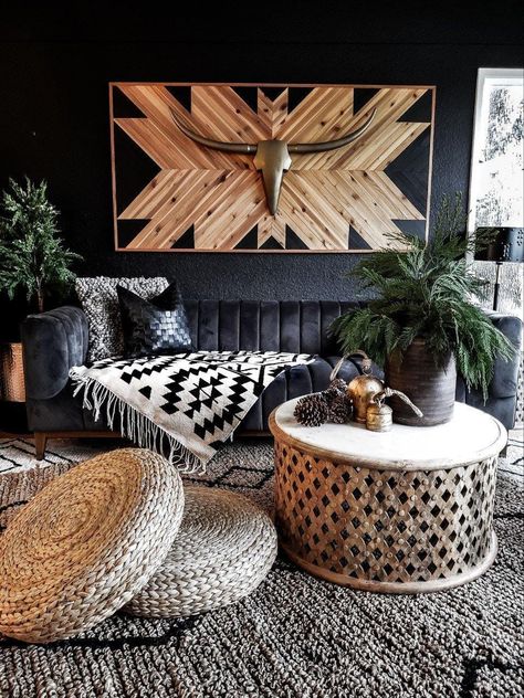 Black sofa living room decor