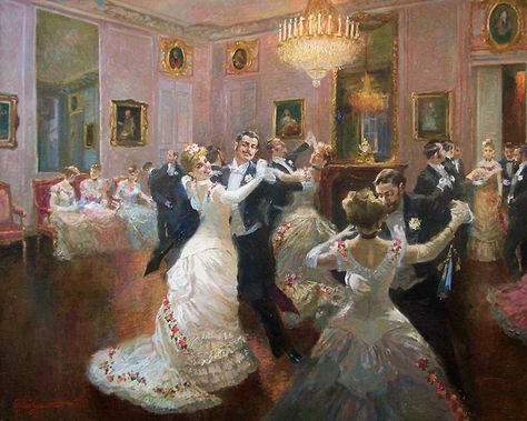 Vladimir Pervunensky Victorian Ballroom, The Beast Live Action, Viennese Waltz, The Great Comet, Socialist Realism, Russian Painting, Leo Tolstoy, Anna Karenina, People Dancing