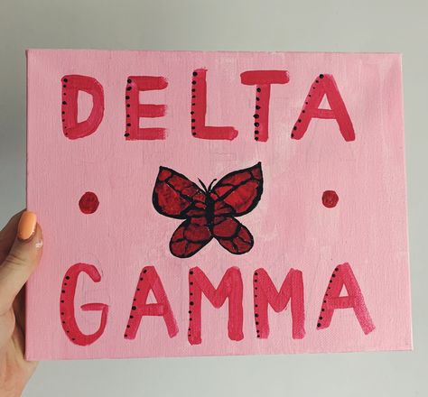 Sorority Canvas Butterfly, Delta Gamma Canvas, Canvas Butterfly, Delta Gamma Sorority, Big Little Basket, Big Little Ideas, Sorority Canvas, Delta Zeta, Delta Gamma