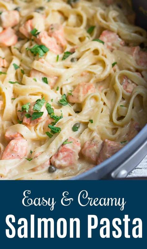 Salmon Fettuccine, Salmon Pasta Recipe, Creamy Salmon Pasta, Salmon Pasta Recipes, Creamy Salmon, Quick Pasta Dishes, Resep Pasta, Creamy Pasta Dishes, Quick Pasta