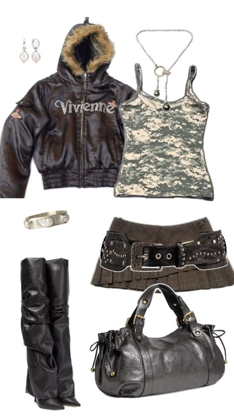 Y2k Winter Outfit Edge 2000s Winter Outfits, 2000s Fashion Winter, Y2k Mini Skirt Outfit, Long Boots With Heels, Mandy Milkovich, Winter Outfits Y2k, Fur Boots Outfit, Y2k Winter Outfits, Fur Mini Skirt