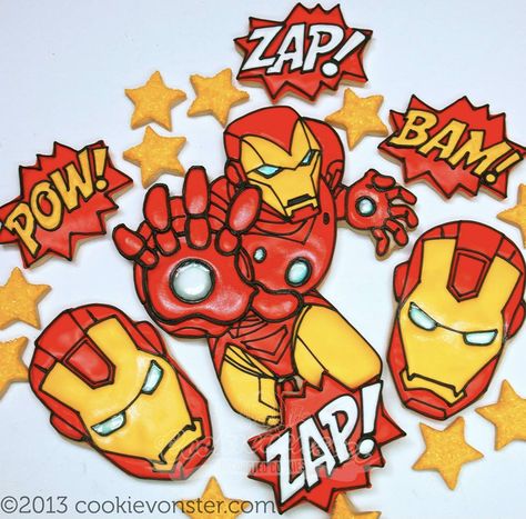 cookievonster Ironman Cookies, Transformer Wallpaper, Avengers Cookies, Iron Man Birthday Party, Iron Man Cake, Avengers Birthday Party Decorations, Iron Man Party, Ironman Cake, Superhero Cookies