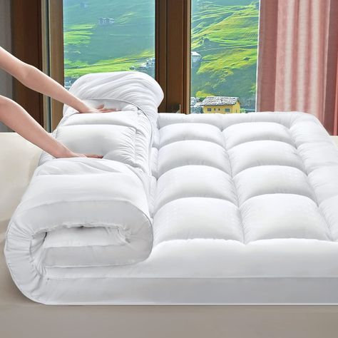 Cooling Extra Thick King Mattress Topper, Breathable Ultra Soft 1300 GSM Down Alternative Filled Fitted Mattress Protector 8-21" Deep Pocket, Comfort Support Back Mattress Pad Cover (78x80 in,White) Queen Mattress Topper, Twin Xl Mattress, Mattress Pad Cover, Full Size Mattress, Soft Mattress, Full Mattress, Foam Mattress Topper, Pillow Top Mattress, King Size Mattress