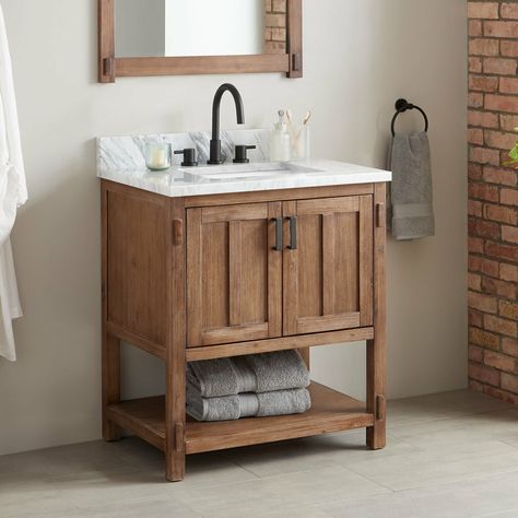 Signature Hardware Morris Marble 31" Single Bathroom Vanity Set | Wayfair Console Vanity, Signature Hardware, Undermount Sink, Bathroom Vanity Set, Vanity Cabinet, Single Bathroom, Single Bathroom Vanity, Vanity Set, Rum